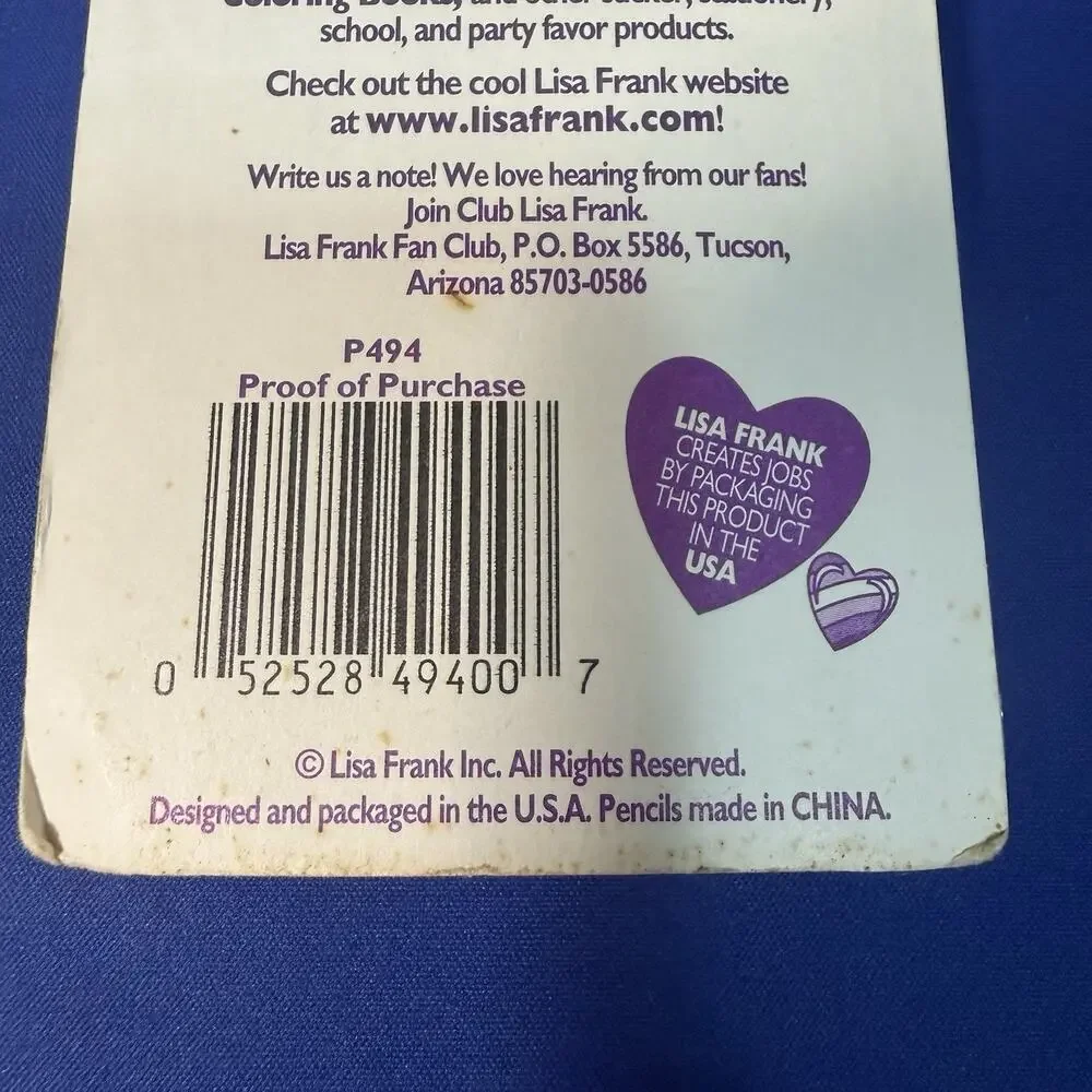Lisa Frank 8 Foil Pencils Unopened Vintage 1990's Rose Butterfly Rainbow Pattern